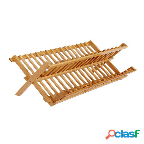 Plato de bambú plegable que seca la placa de la bandeja