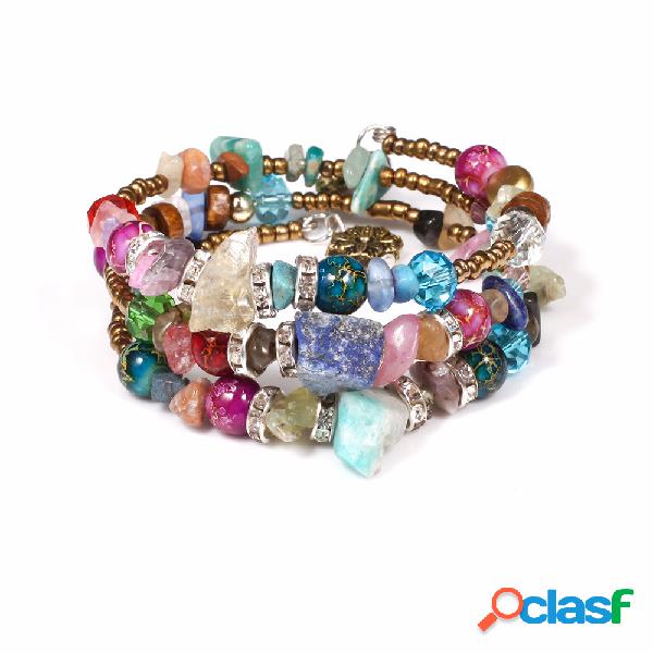 Pulsera de múltiples capas de cristal bohemio Pulsera de