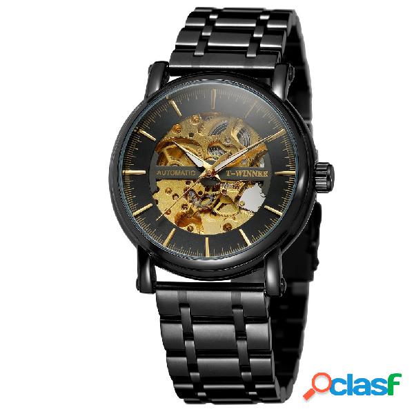 Reloj mecánico de moda de los hombres del acero inoxidable