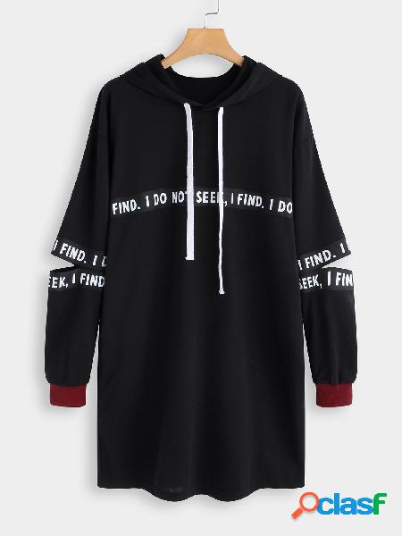 Vestido de sudadera con capucha y mangas largas, patrón de