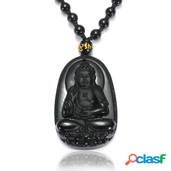 Collar de Buda de la obsidiana de Buda del collar