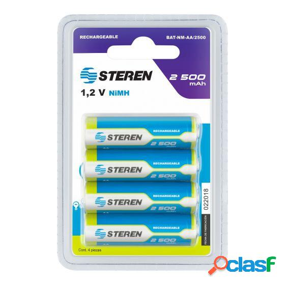 Steren Batería Recargable AA, 1.2V, 4 Piezas