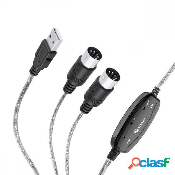 Steren Cable USB Macho - MIDI Macho, 1.8 Metros, Negro/Plata