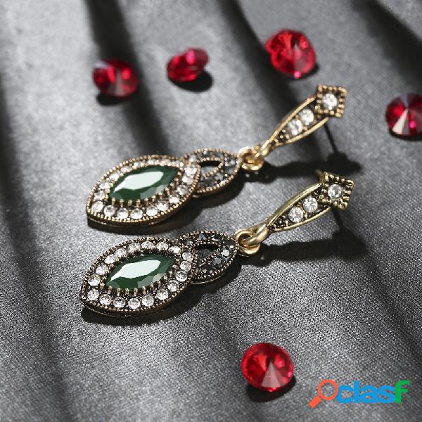 vendimia Gerald Emerald Colgante Pendientes Metal Water Drop