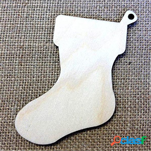 10 Unids En blanco Calcetín de Navidad Hoja de viruta de