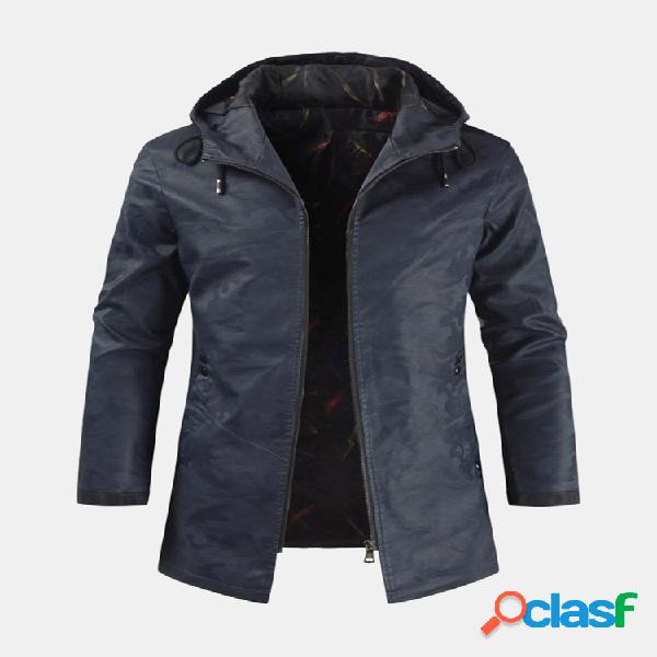 Chaqueta con capucha con cremallera de camuflaje de manga