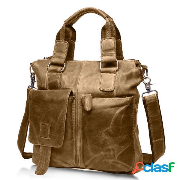 EKPHERO Bolso bandolera retro de cuero genuino con asas para