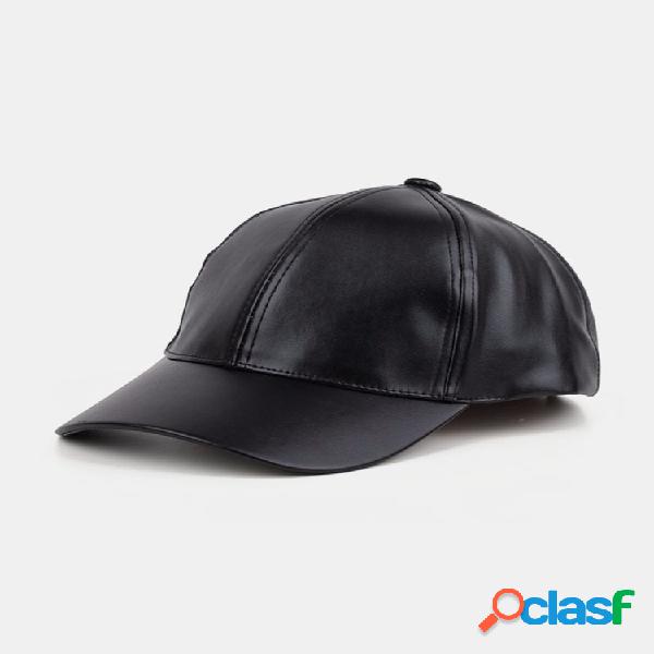 Hombre Mujer Soft Gorra de béisbol de cuero Biker Trucker