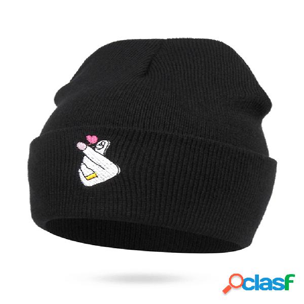 Mujer Hombre Bordado Corazón Beanie Wool Sombrero