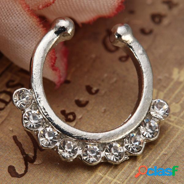 1 Pieza de anillo de nariz estilo punk con strass de forma