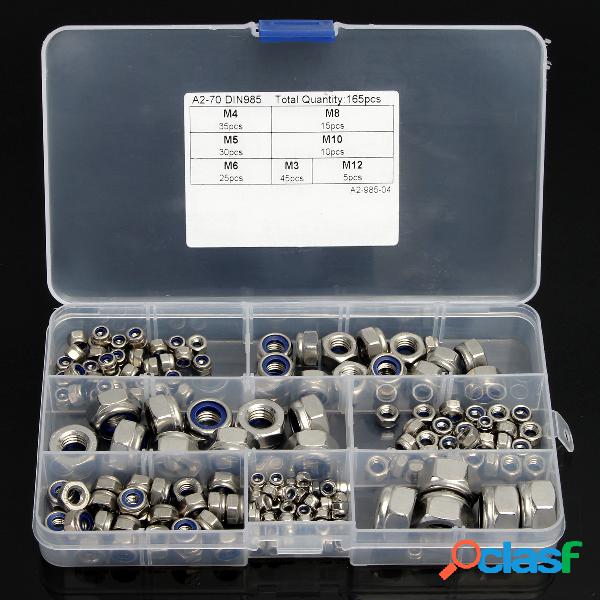 165 piezas de acero inoxidable Nylon Kit surtido de