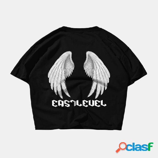Camiseta para hombre con estampado de alas de ángel casual