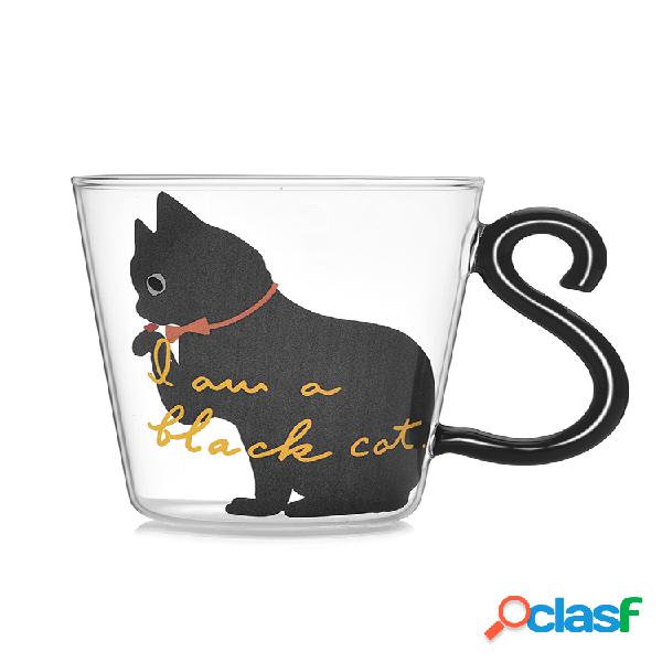 Gato Vaso de vidrio de dibujos animados para niños Mango