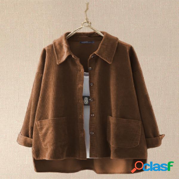 Pana asimétrica Plus tamaño Camisa con bolsillos