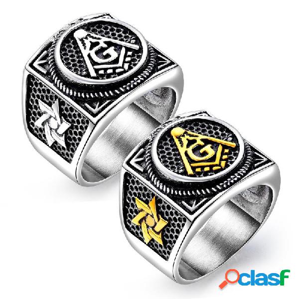 vendimia Anillo de acero de titanio para hombres Anillo de