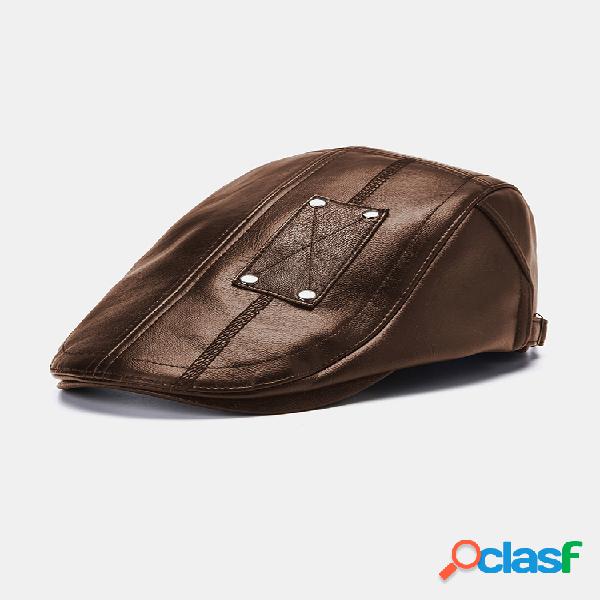 Gorros de boina de cuero de PU para hombres Gorra de