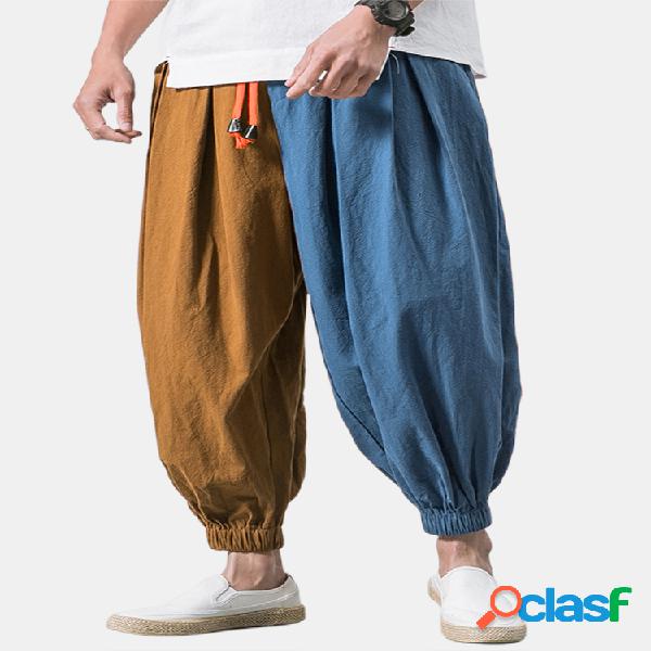 Hombre Patchwork Elástico Tobillo Cordón Diseñador Harem