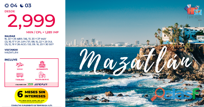 Viaje a Mazatlán desde $2,999