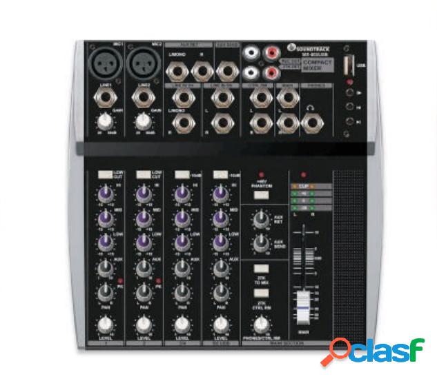 Soundtrack Mezcladora MX-802USB, 6 Canales, XLR, USB A,