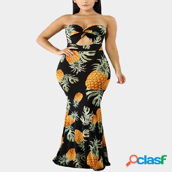 Vestido de sirena con estampado floral al azar y parte