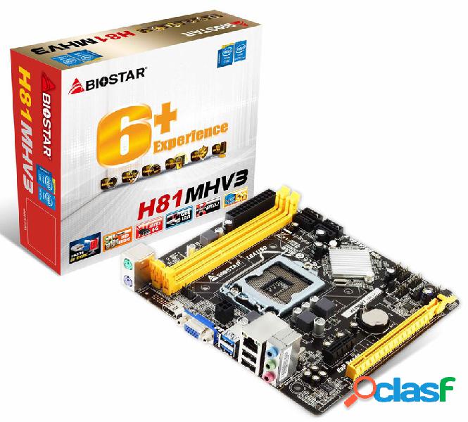 Tarjeta Madre Biostar micro ATX H81MHV3, S-1150, Intel H81,