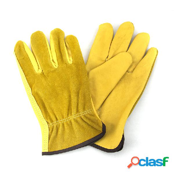 1 par de cuero Guantes Protección para el trabajo Guantes
