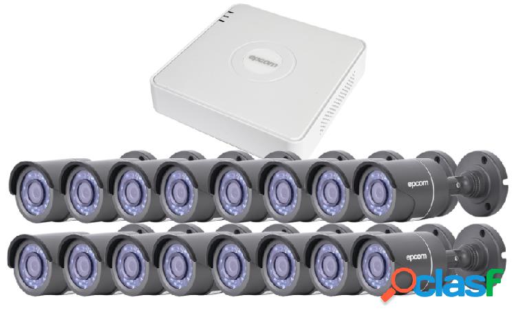 Epcom Kit de Vigilancia KESTXLT16B de 16 Cámaras CCTV TURBO