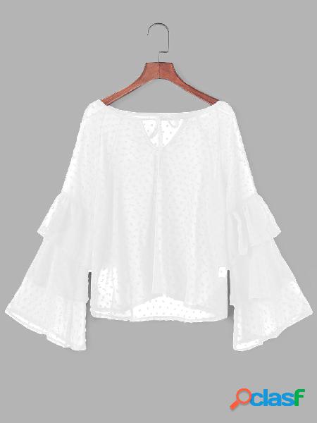 Gargantilla de lunares blanca con escote mangas acampanadas