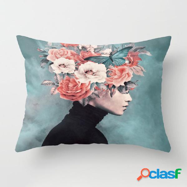 Nueva impresión mujer cabeza de flor Avatar funda de