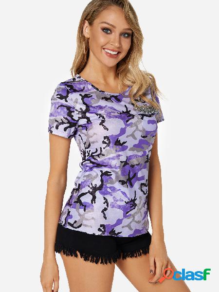 Camisetas con mangas cortas de cuello redondo con estampado