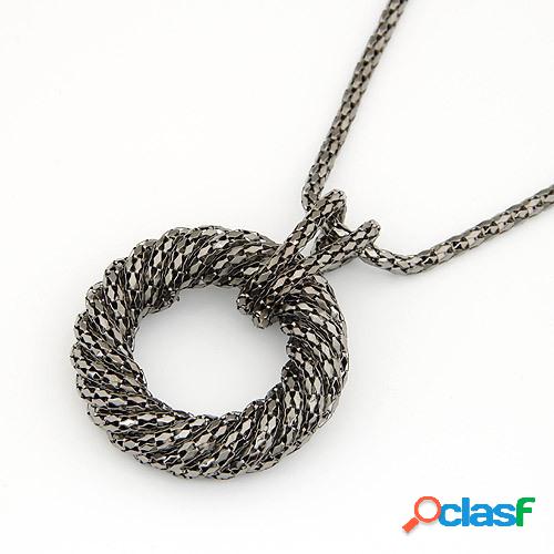 De moda Colgante Collar largo de metal Anillo de círculo