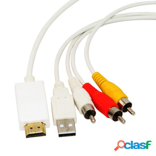 X-Case Adaptador HDMI Macho - 3x RCA + USB Macho, Blanco