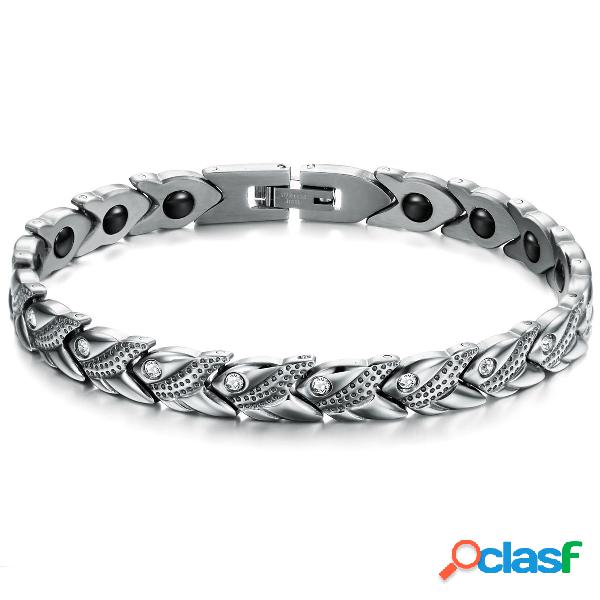 Salud Pulsera Unisex Rhinestone Acero Inoxidable Magnético