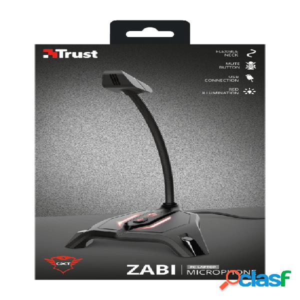Trust Micrófono Gamer GXT 215 Zabi, Alámbrico, 38dB, Negro