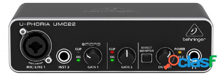 Beheringer Interfaz de Audio U-PHORIA UMC22, Salida L,R x2,