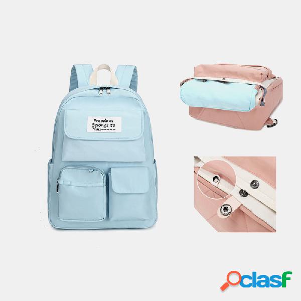 Mujer Casual de dos caras Diseño Impermeable Mochila
