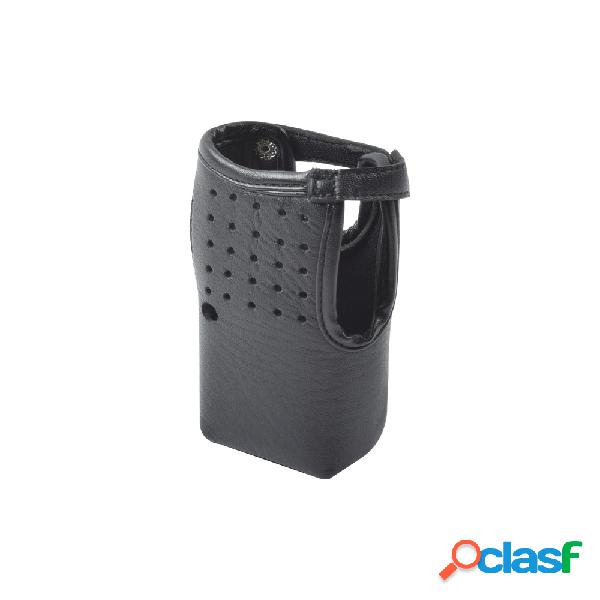 Syscom Funda Reforzada de Piel FSMIC-F3003, Negro, para ICOM