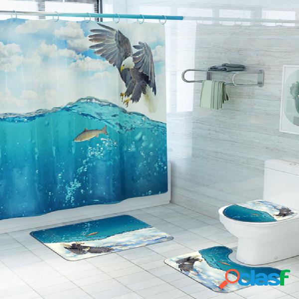 Animal Eagle Tapete impreso de cuatro piezas Cuarto de baño