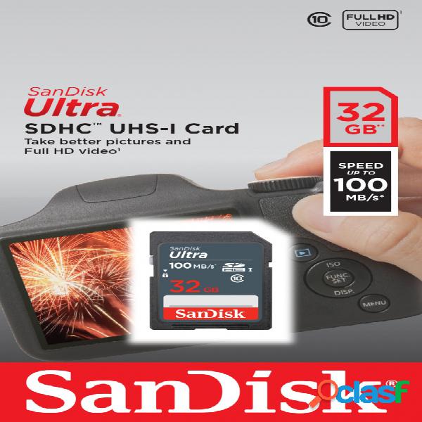 Memoria Flash SanDisk Ultra, 32GB SDHC UHS-I Clase 10