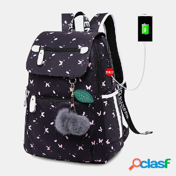 Mujer Carga USB Impreso 15.6 Inch Bolsillo para computadora
