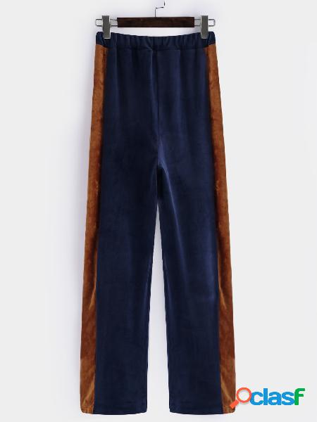 Pantalones de color Blue Active Wide Velvet Contract Color