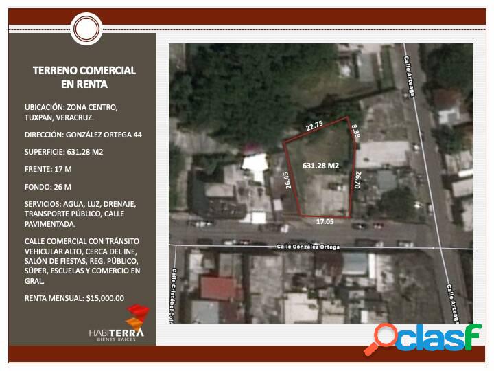 TERRENO COMERCIAL EN RENTA Y VENTA CALLE GONZALEZ ORTEGA DE