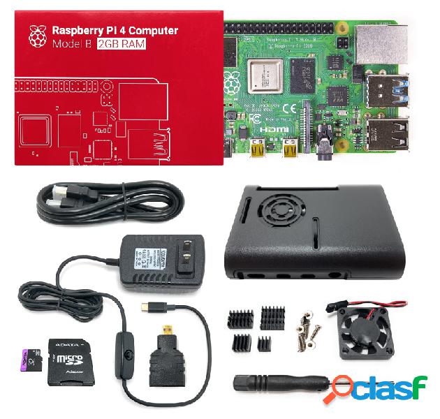 Raspberry Kit Placa de Desarrollo Pi 4, 2GB, WiFi, USB C
