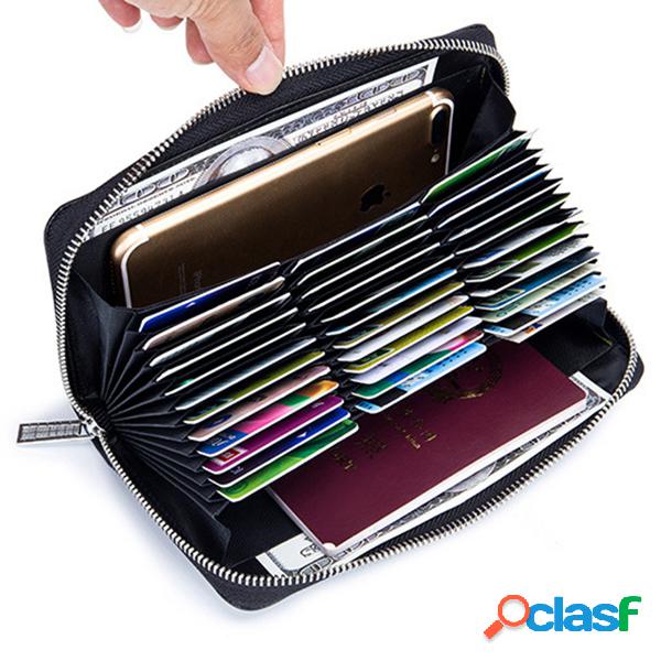 RFID Cartera larga antimagnética de cuero genuino con 36
