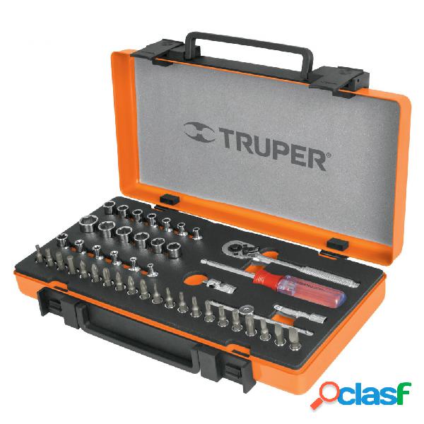 Truper Juego de Dados con Matraca y Puntas JD-1/4X45P, 1/4",