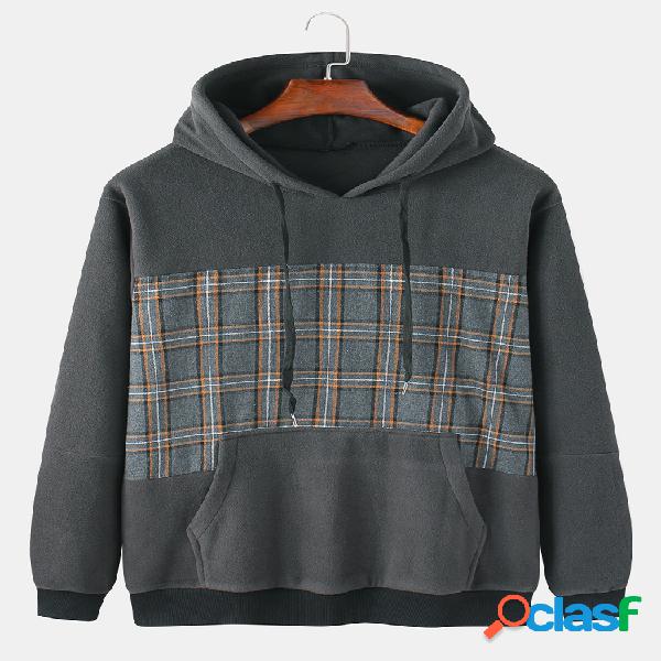 Hombre Tartán Patchwork Algodón Flocado Casual Bolsillo