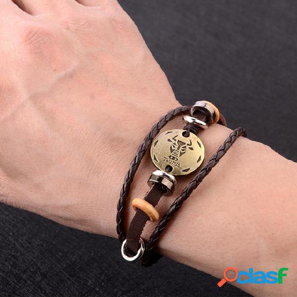 vendimia Doce cuentas de pulsera de constelación Colgante