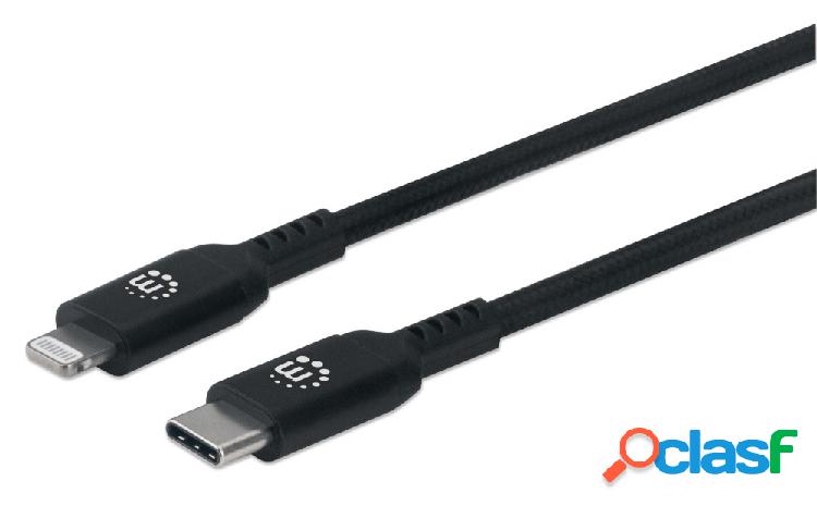 Manhattan Cable Lightning Macho - USB-C Macho, 50cm, Negro