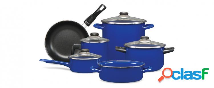 Cinsa Juego de Cocina Albanía, 10 Piezas, Azul