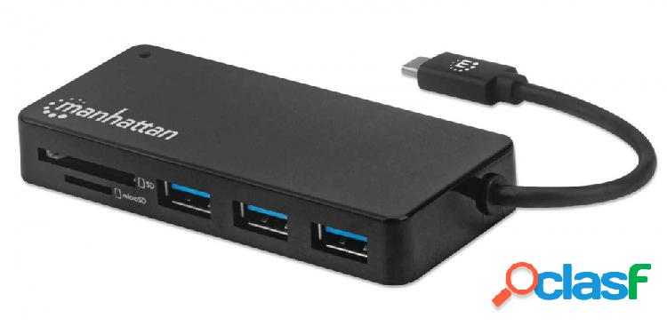 Manhattan Hub USB-C - 3 Puertos USB Hembra, 5000 Mbit/s,
